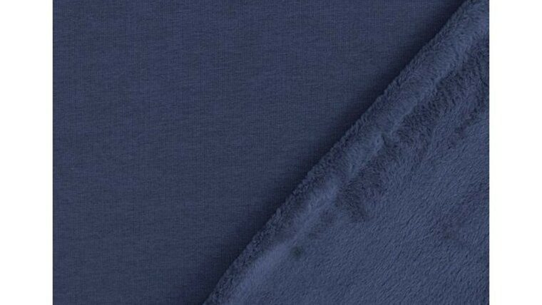 Donker jeans blauwe uni alpen fleece kopen 